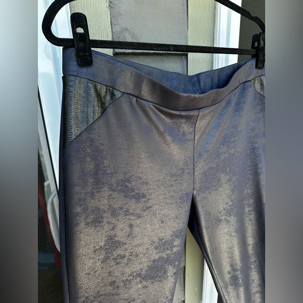 Zoe XL Metallic Distressed Faux Leather Leggings Pants Women‎ - Picture 4 of 4